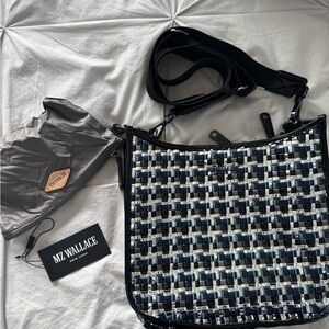 MZ Wallace Navy, Black & Silver Woven Crossbody NWT